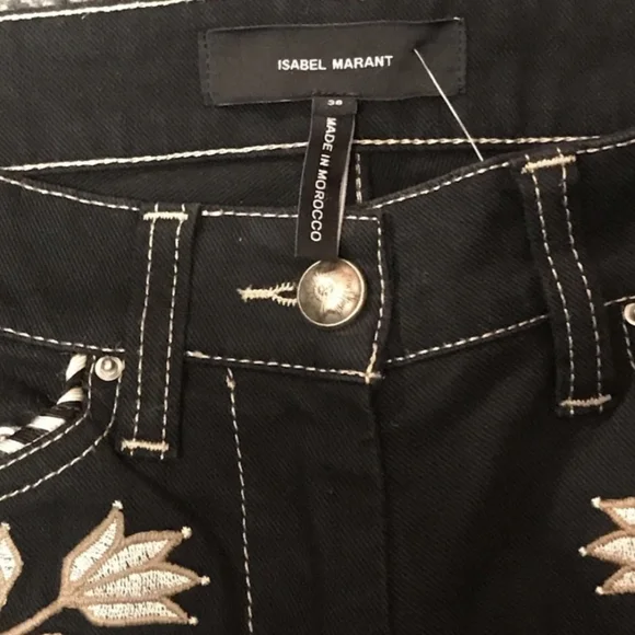 Isabel Marant Western Embroidered Floral Button Cuff Runway Jeans - Picture 5 of 9